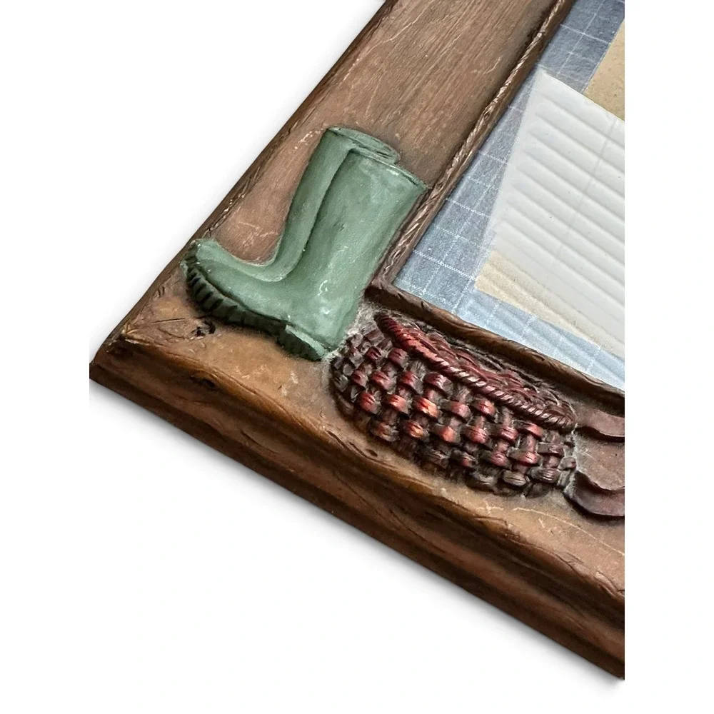 Rustic Cabin The Angler's Frame Fishing Trout 3D Wood Look Photo Frame 4x6